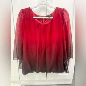 Sara Michelle Red/Black Sparkle Blouse Size S